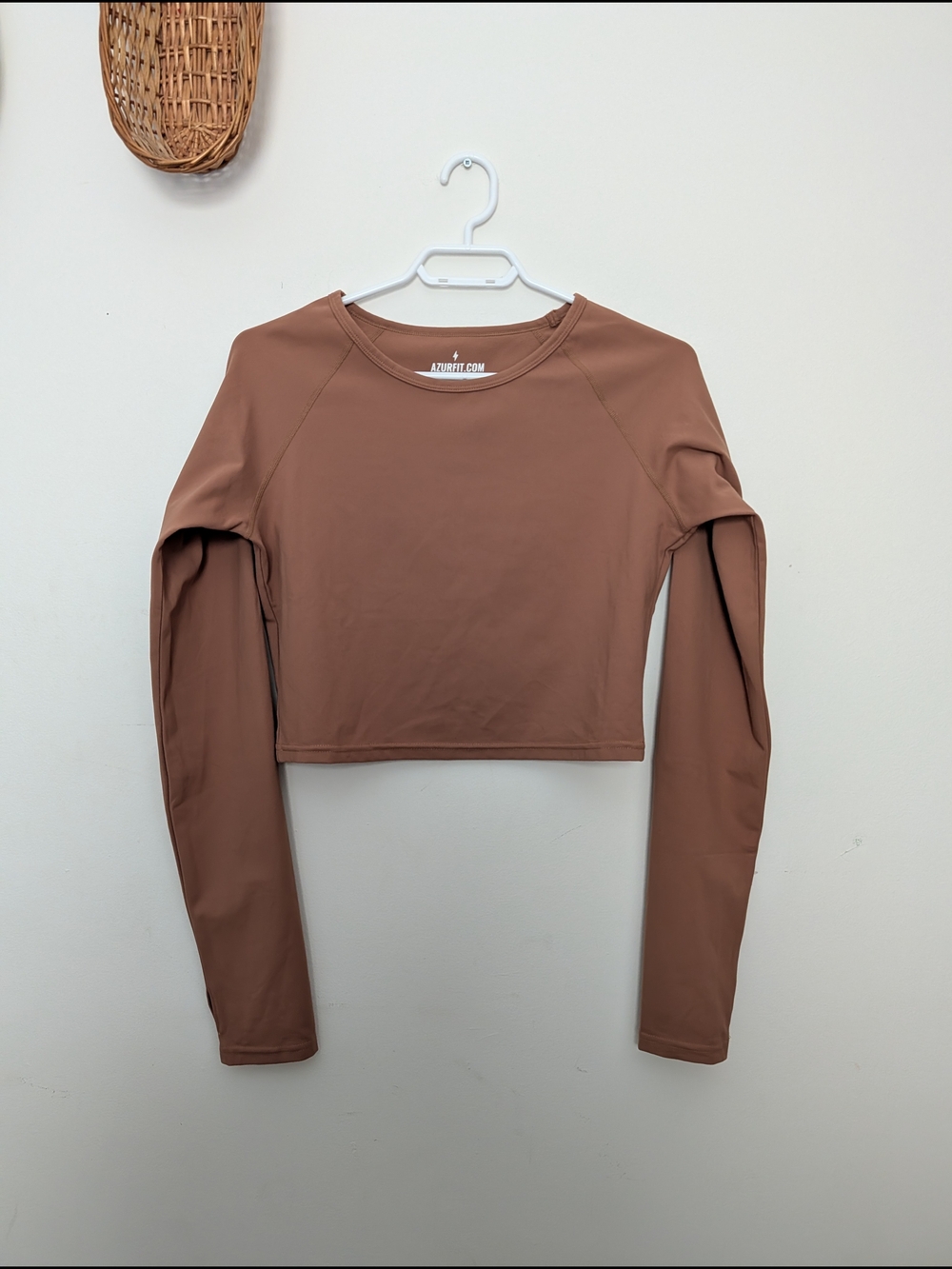 AZUR FIT Yoga Cropped Long Sleeve Top in Brown